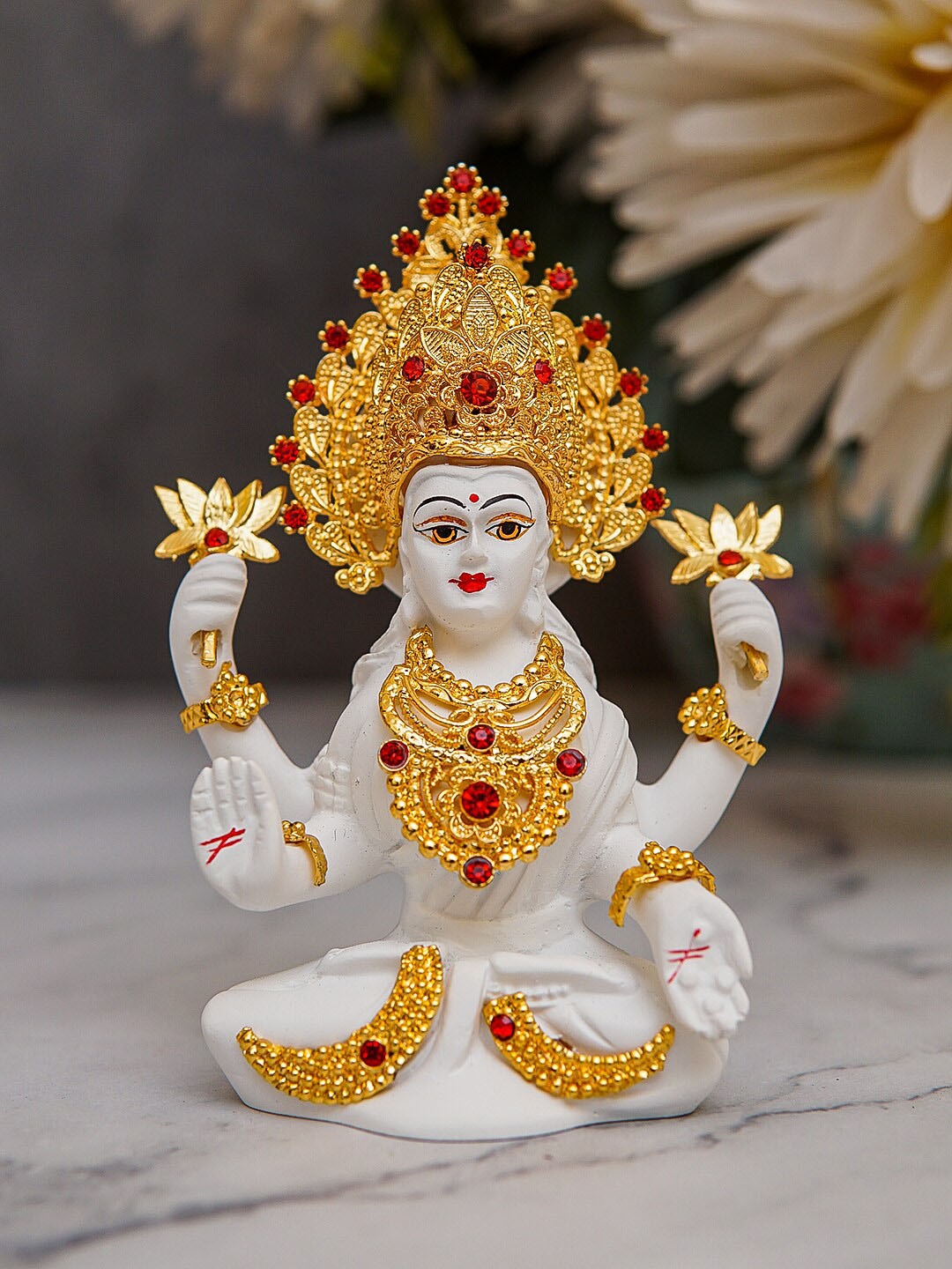 

StatueStudio White & Gold-Toned Goddess Laxmi Showpiece