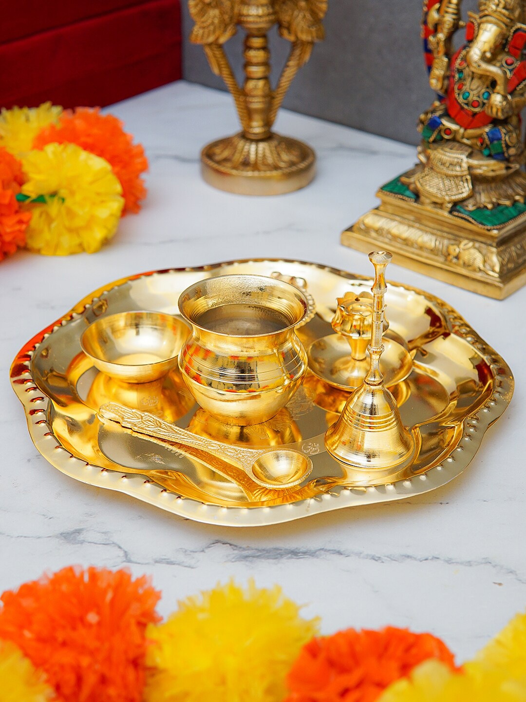 

StatueStudio Gold-Toned Pooja Essentials