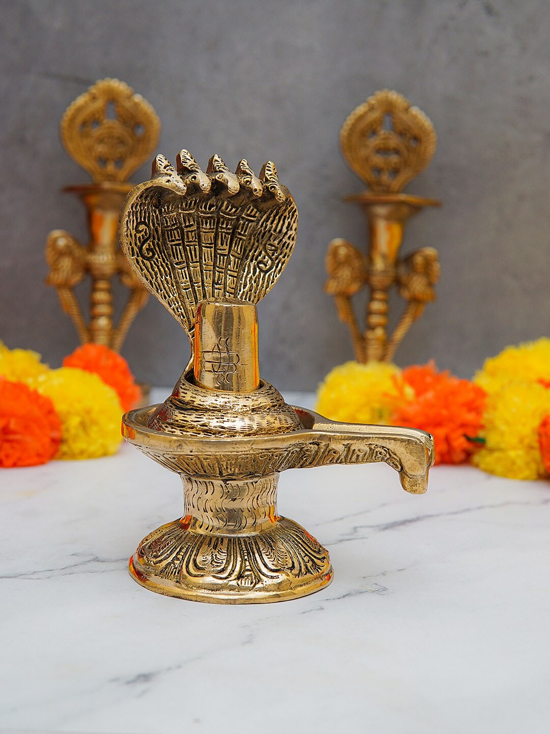 

StatueStudio Gold Toned Shivling Idol Showpiece