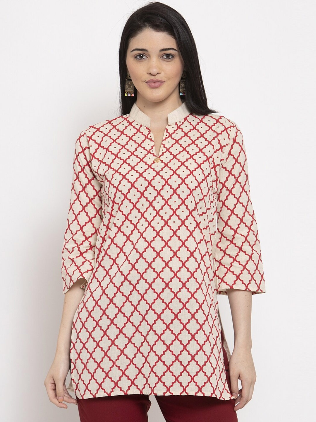 

Clora Creation Women Off White Abstract Printed Kurti