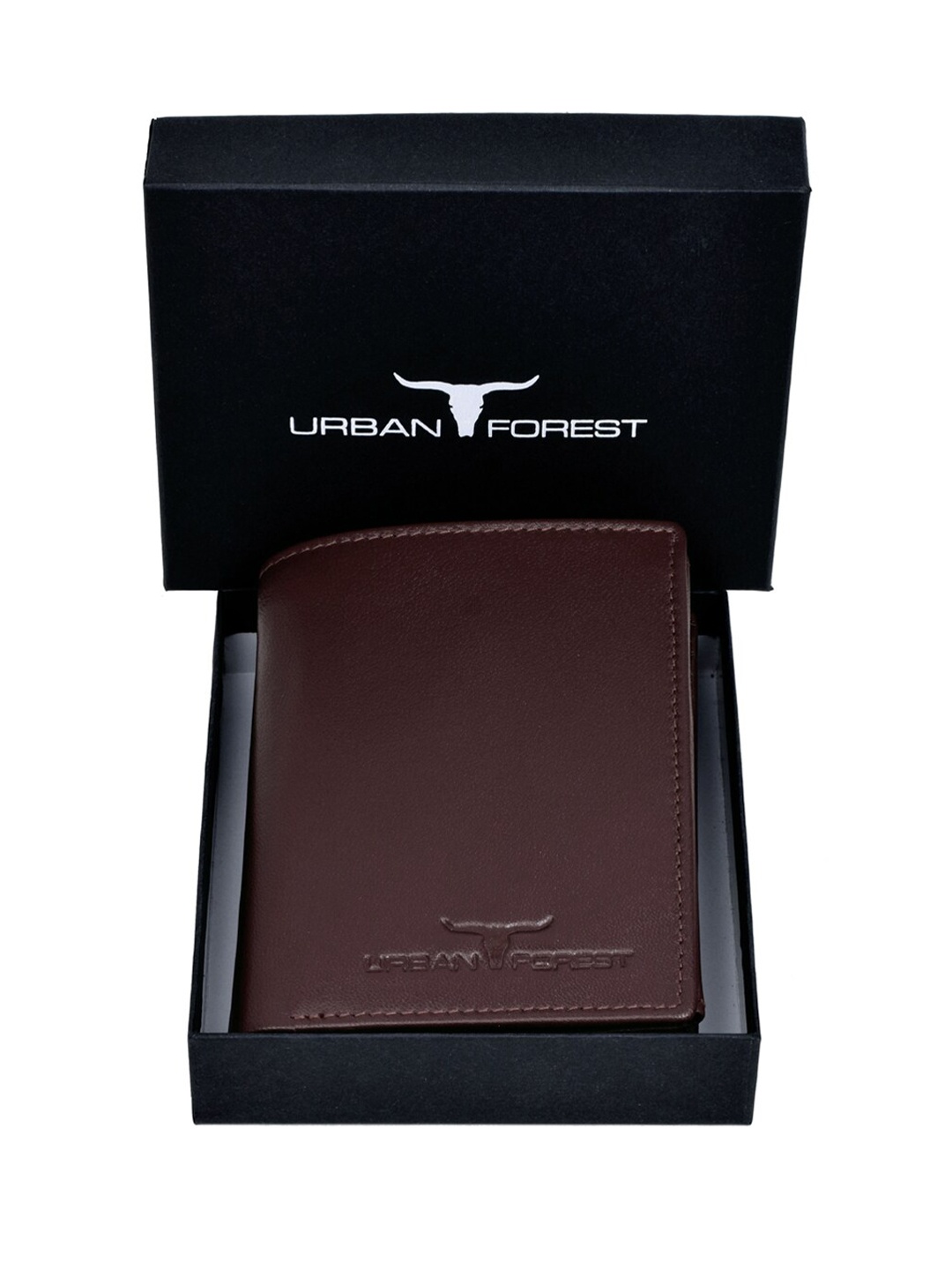 

URBAN FOREST Men Leather Three Fold Wallet, Brown