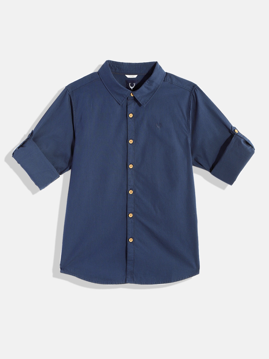 

Allen Solly Junior Boys Blue Solid Pure Cotton Casual Shirt