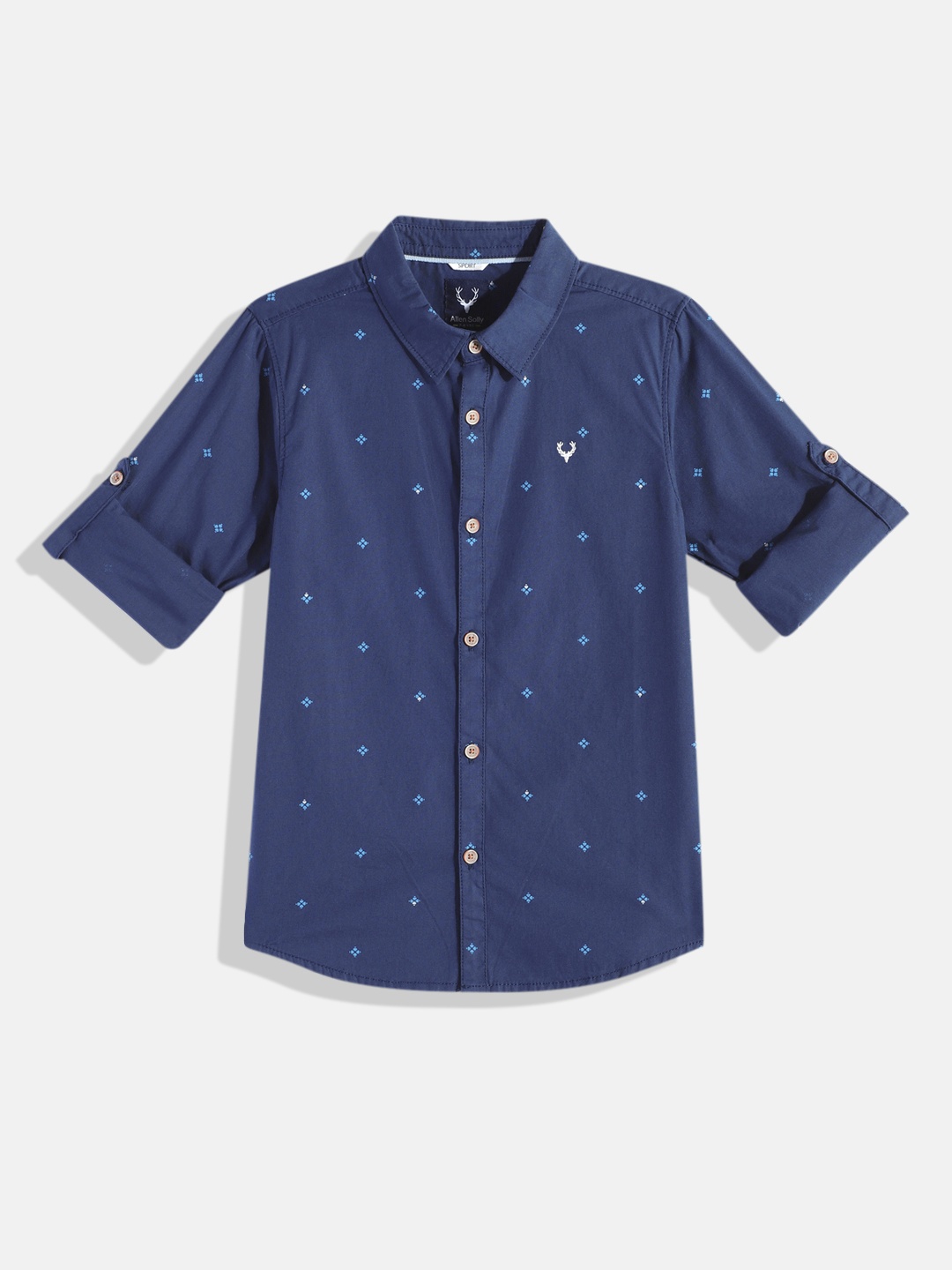

Allen Solly Junior Boys Navy Blue Printed Pure Cotton Casual Shirt