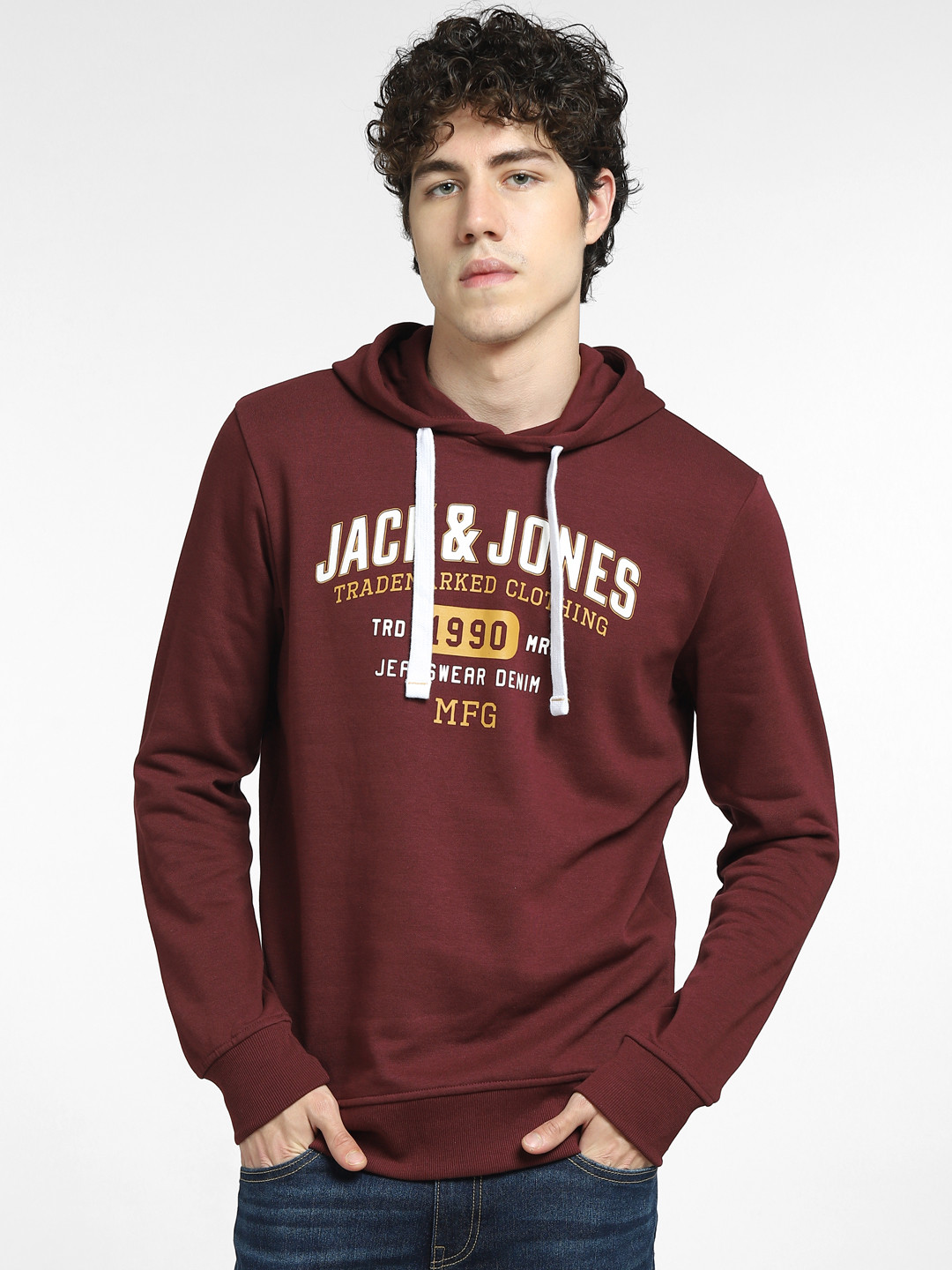 

Jack & Jones Men Red Printed Hooded Sweatshirt