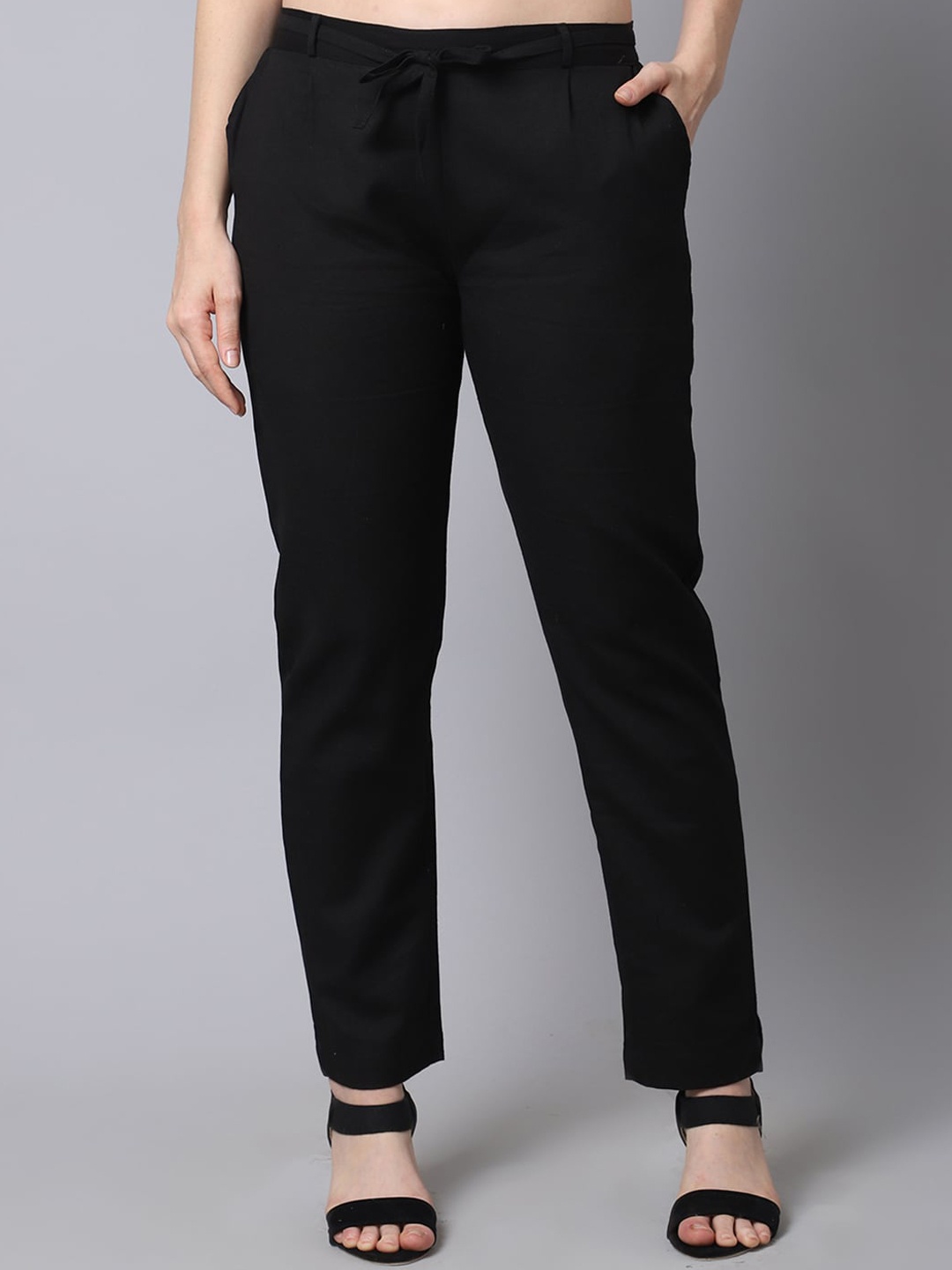 

Pistaa Women Black Cigarette Trousers