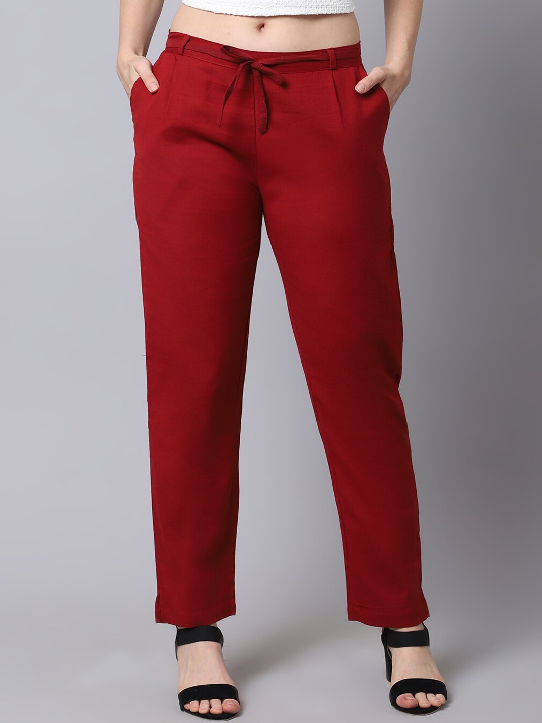 

Pistaa Women Maroon Cigarette Trousers