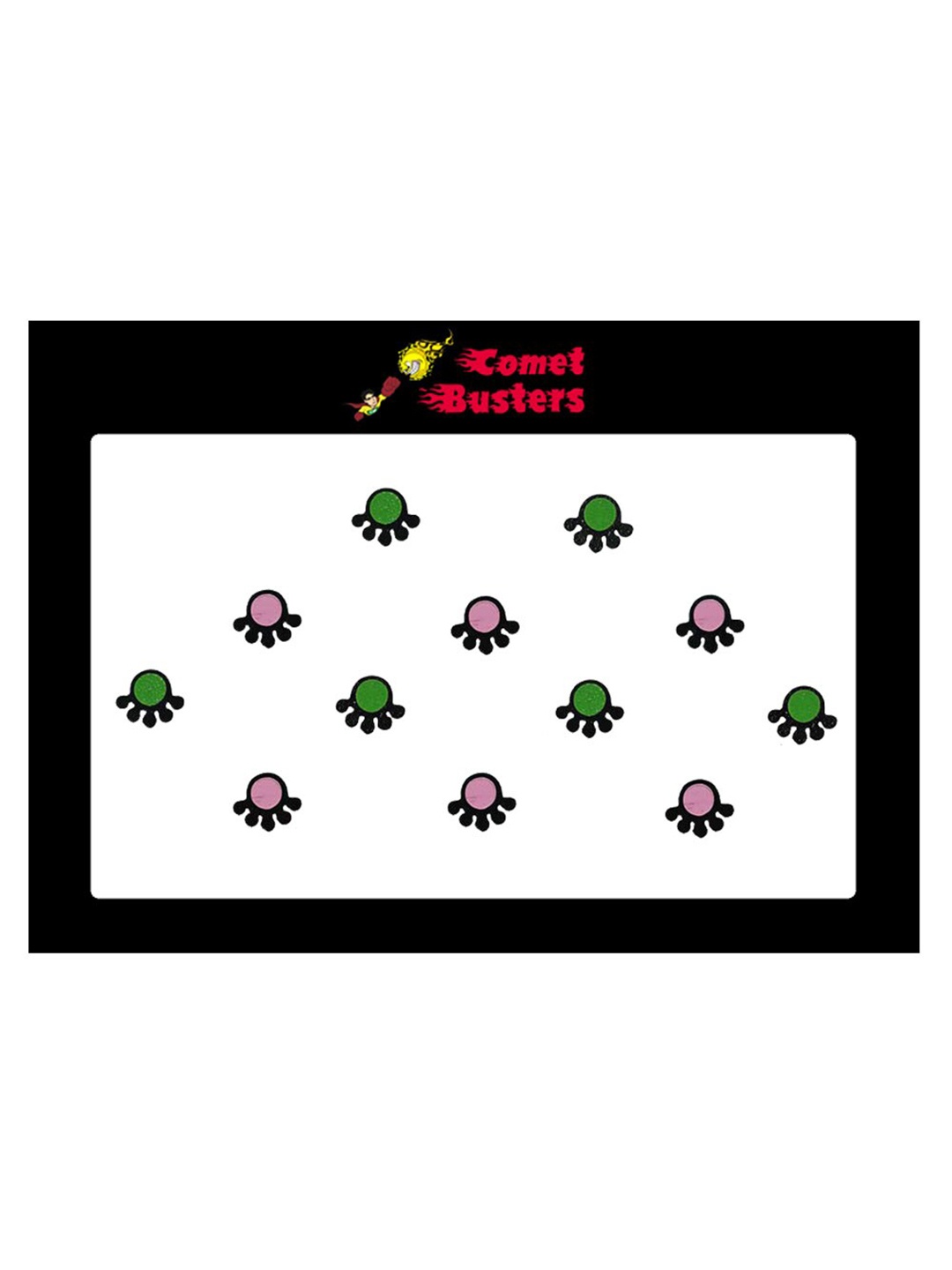 

Comet Busters Set of 12 Green & Pink Bindis