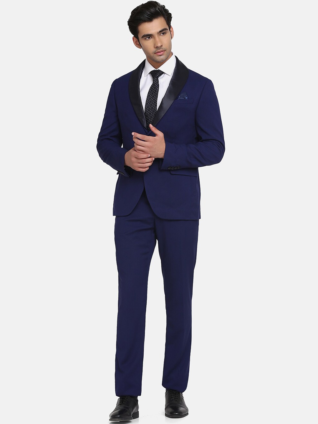 

Blackberrys Men Navy Blue Solid Single Breasted Slim Fit Two Piece Suit