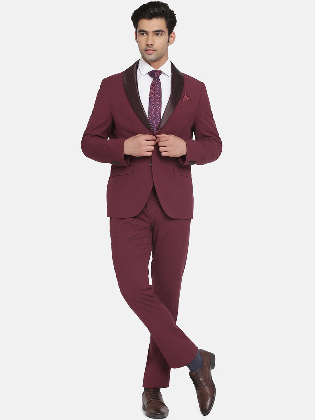 

Blackberrys Men Maroon Solid Slim-Fit Single-Breasted Two-Piece Formal Suit