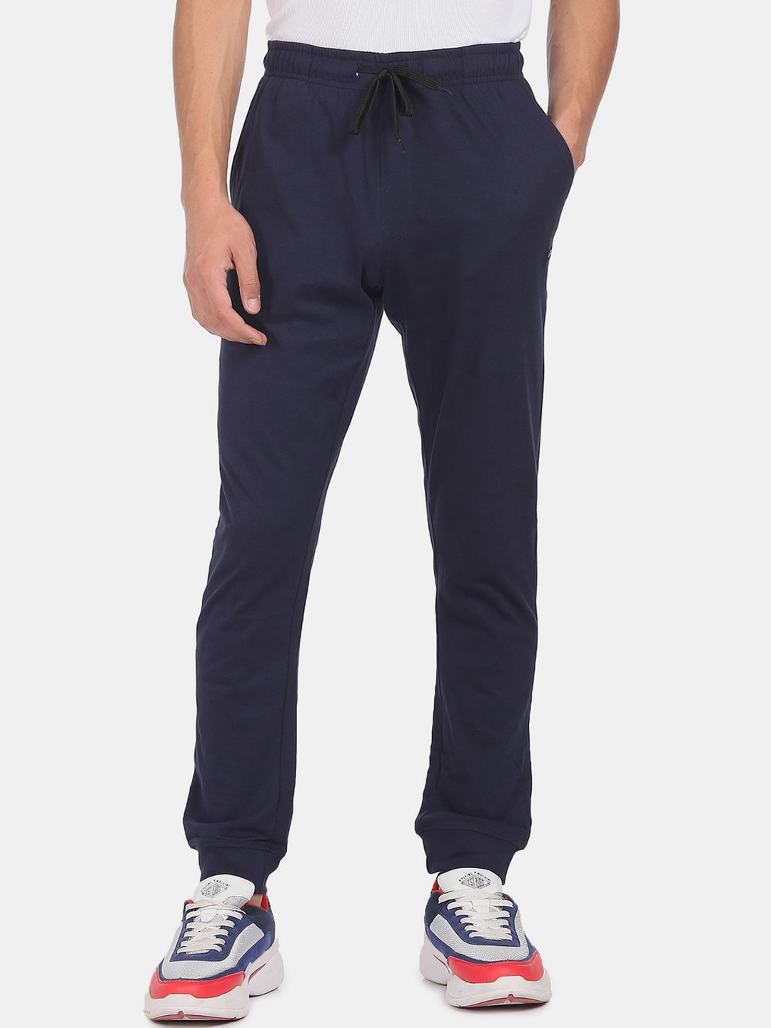 

Arrow Sport Men Navy Blue Solid Straight-Fit Pure Cotton Joggers