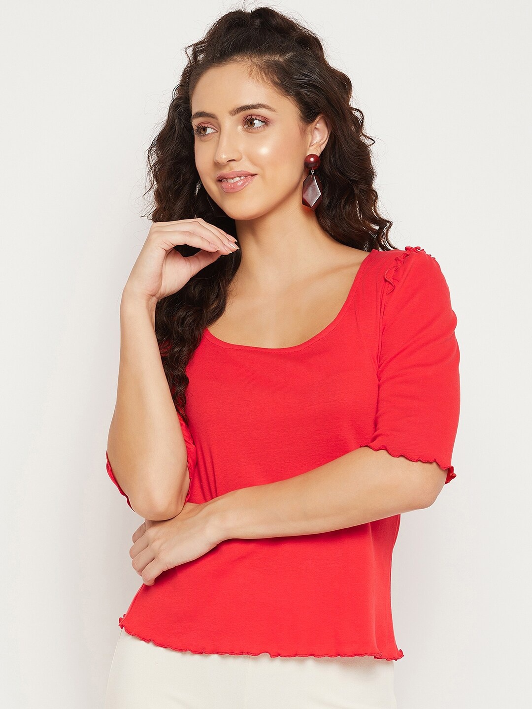 

Madame Women Red Solid Top