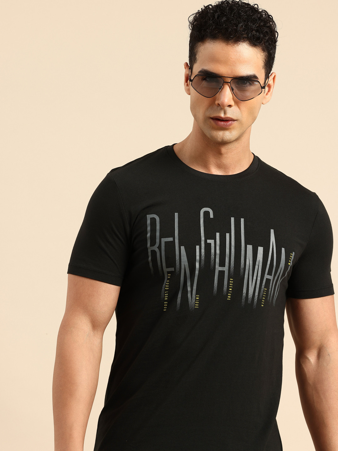 

Being Human Pure Cotton Brand Logo Printed T-shirt, Black