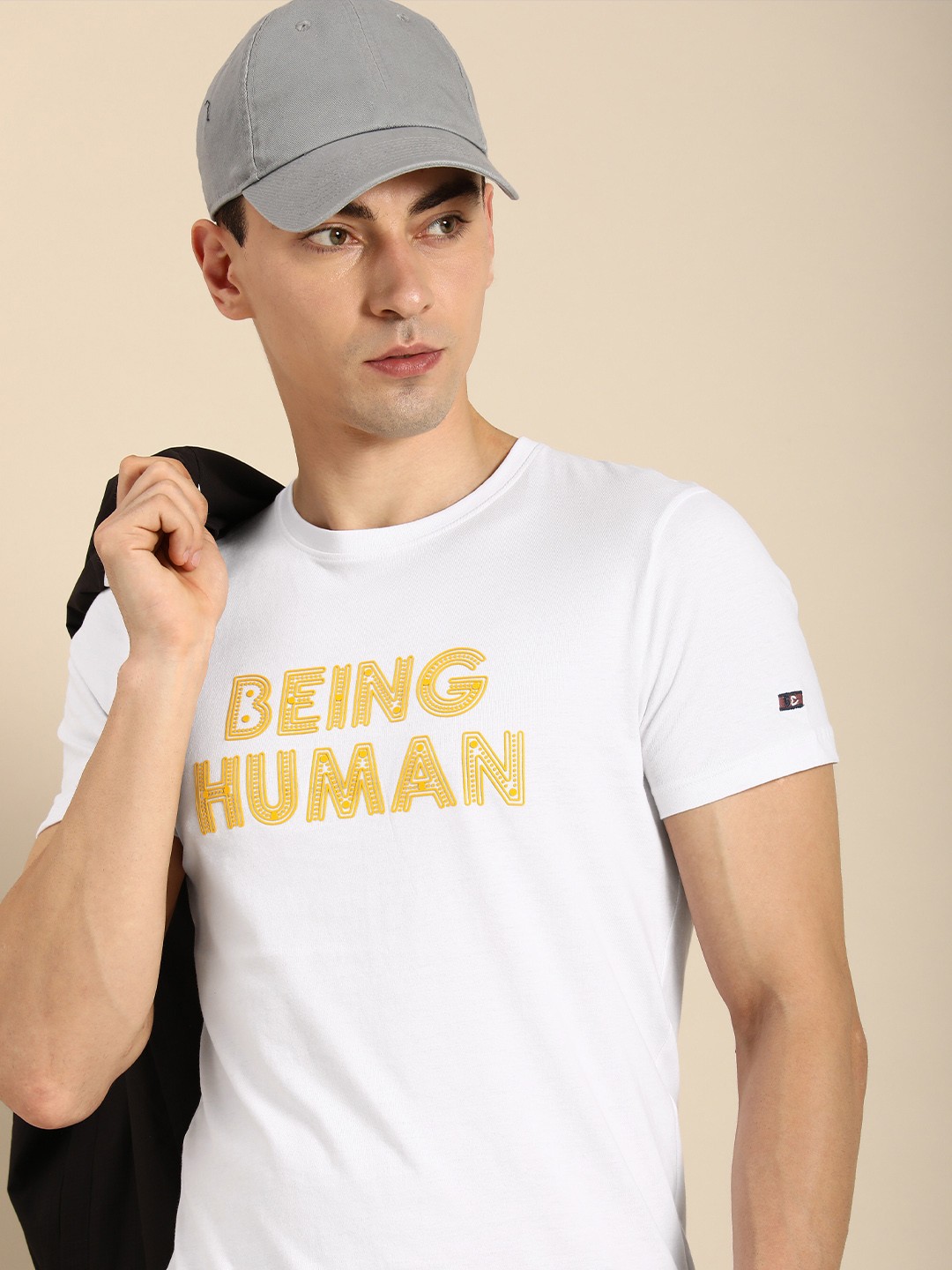 

Being Human Men Typography Printed Pure Cotton T-shirt, White