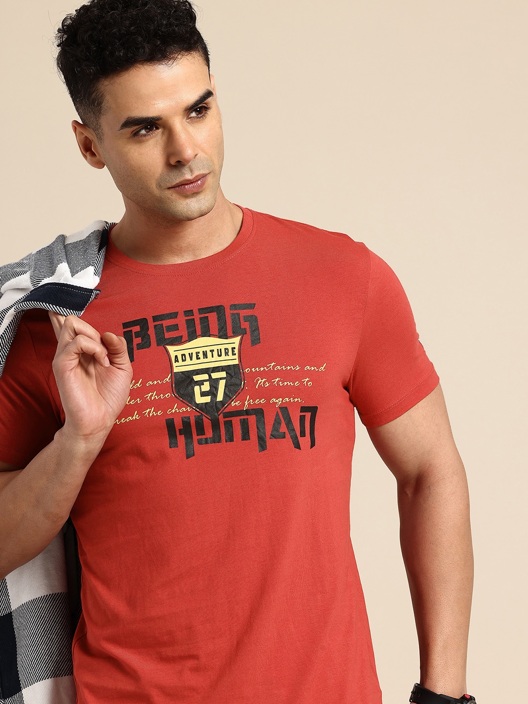 

Being Human Typography Printed Pure Cotton T-shirt, Red