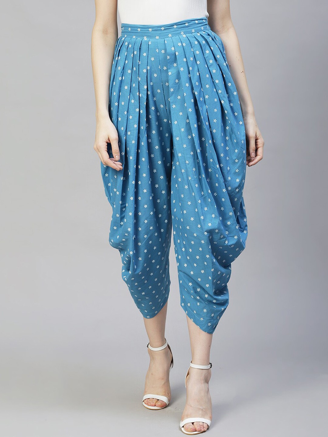 

FASHOR Women Blue Floral Printed Dhoti Pants
