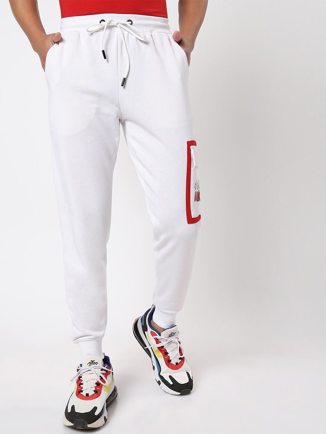 

Bewakoof Men White & Red Solid Joggers