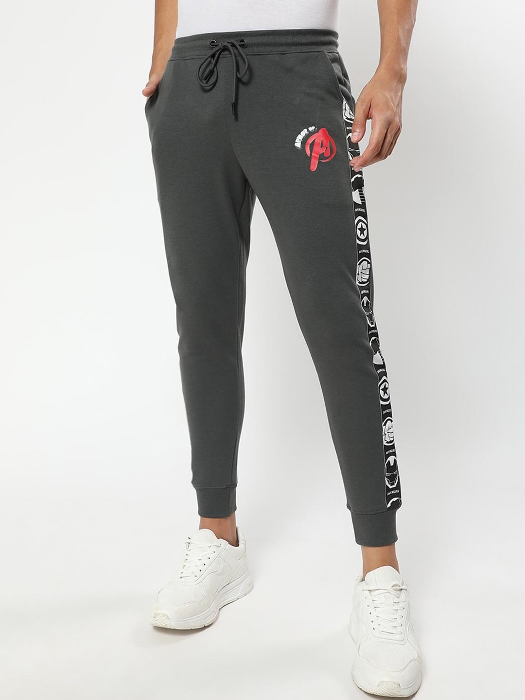 

Bewakoof Men Grey Typography Printed Cotton Track Pants