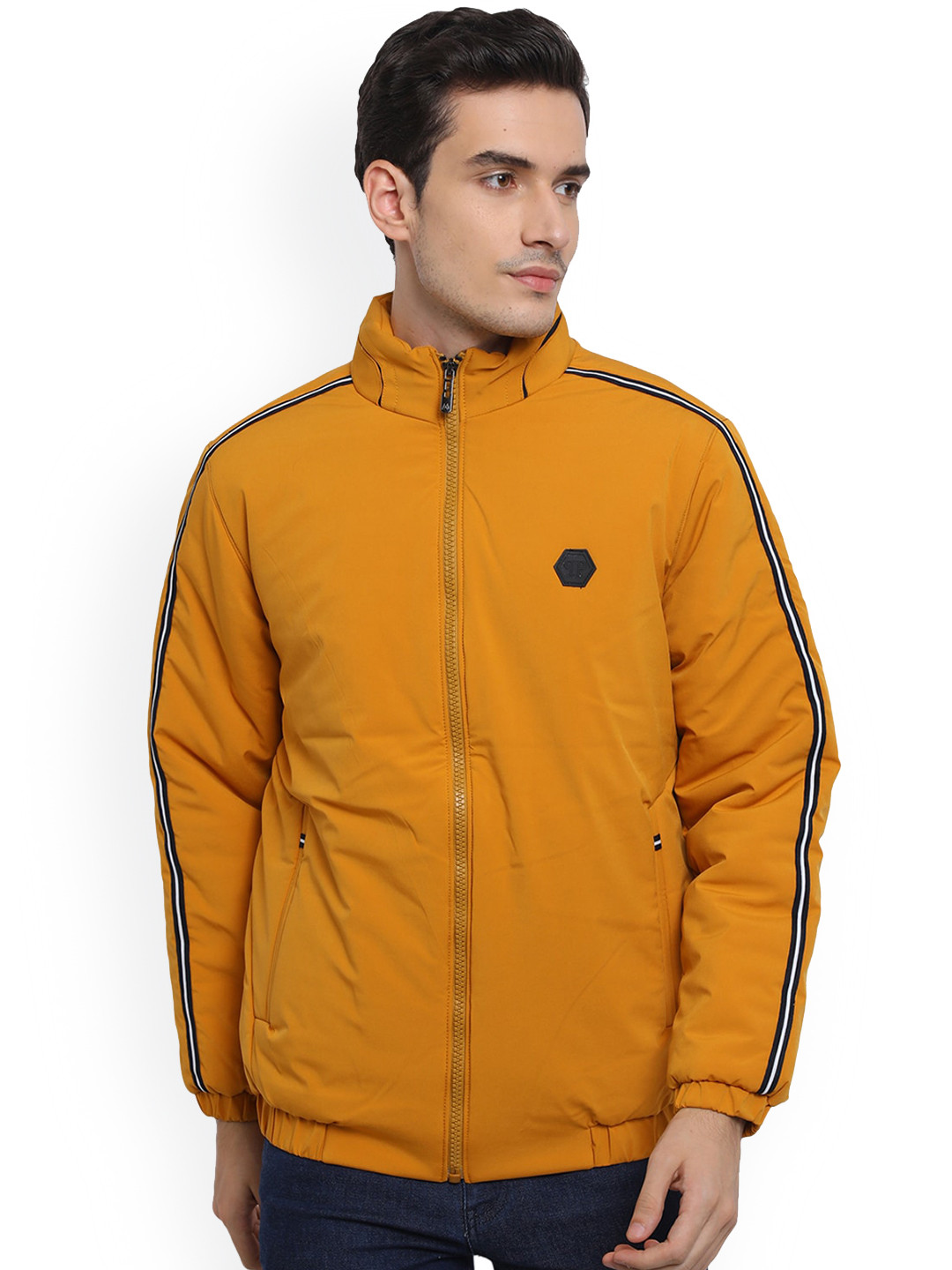 

AD & AV Men Mustard Water Resistant Longline Padded Jacket