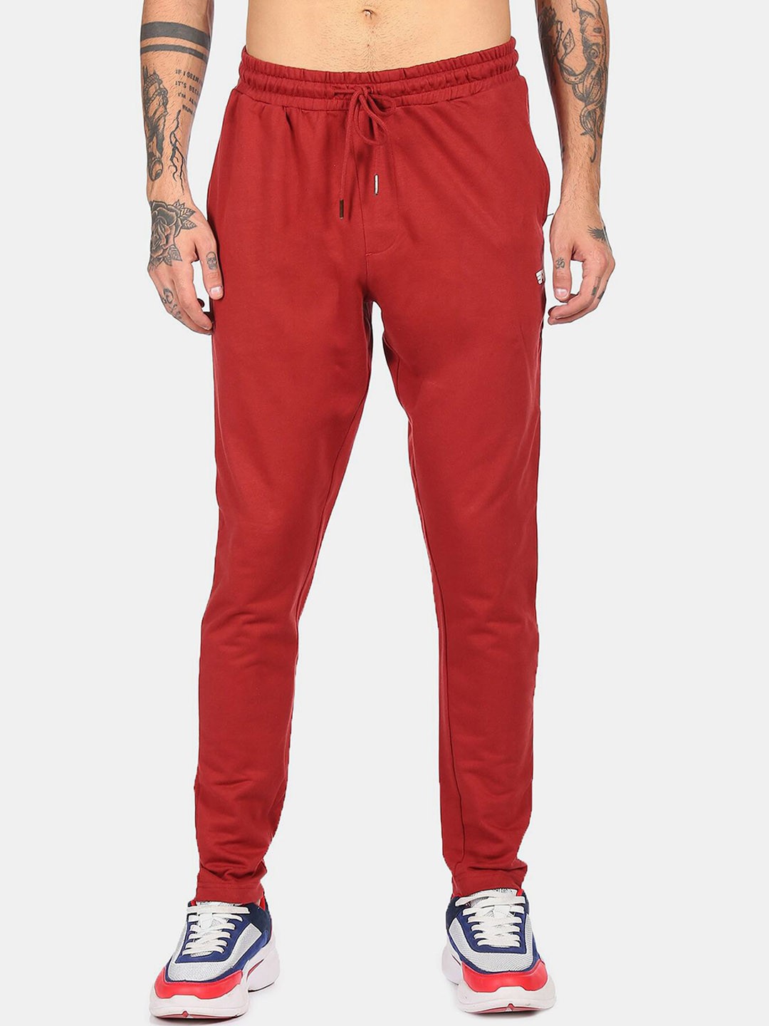 

Flying Machine Men Red Solid Pure Cotton Track Pants