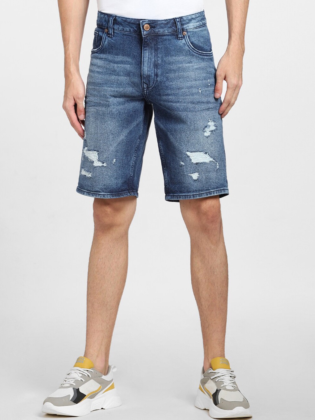 

Jack & Jones Men Washed Low-Rise Denim Shorts, Blue