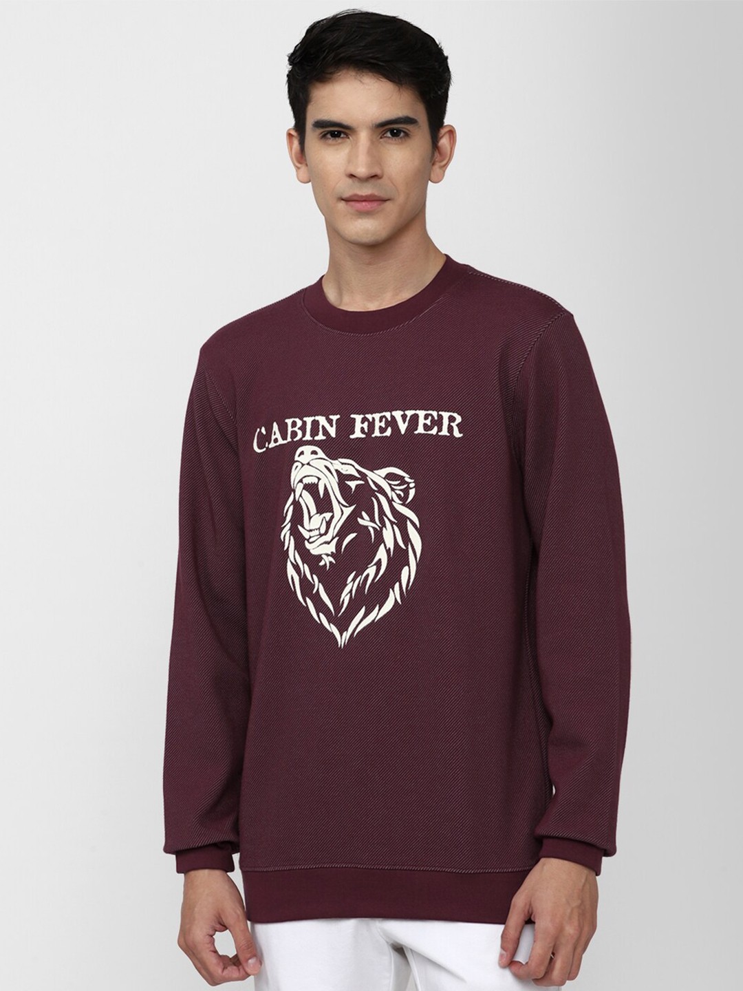 

FOREVER 21 Men Maroon Printed Sweatshirt