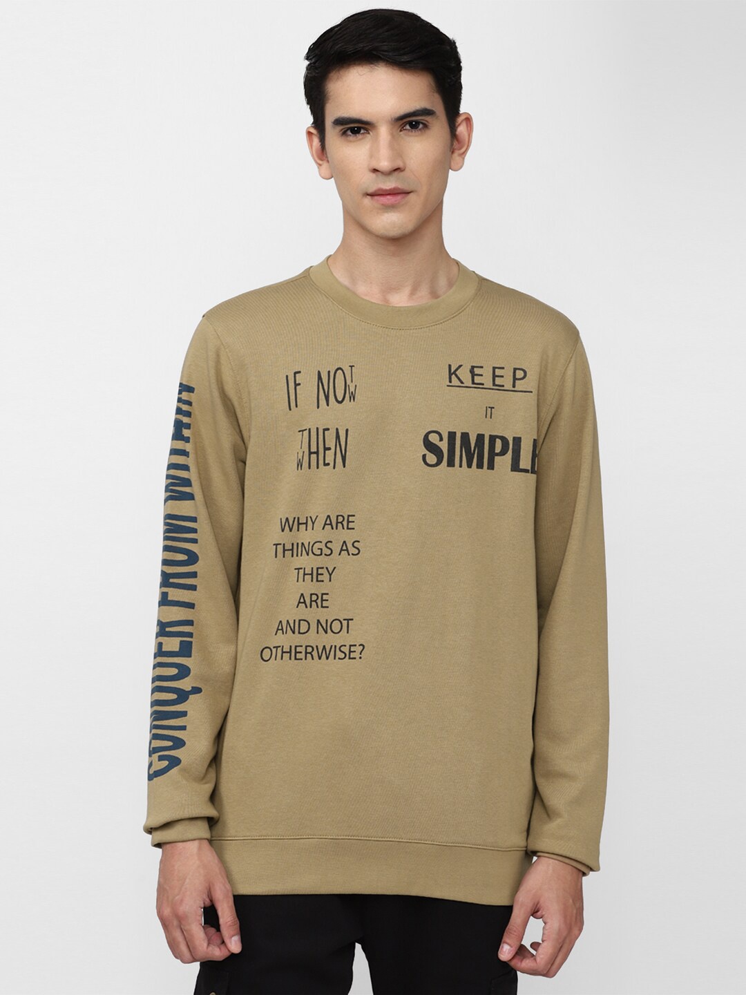 

FOREVER 21 Men Khaki Printed Sweatshirt