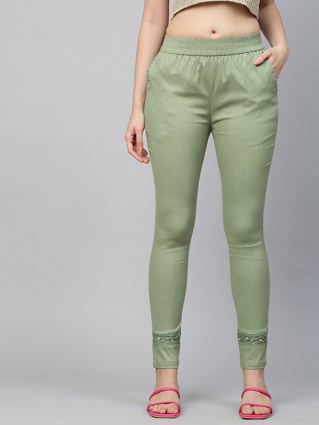 

FASHOR Women Green Solid Jegging