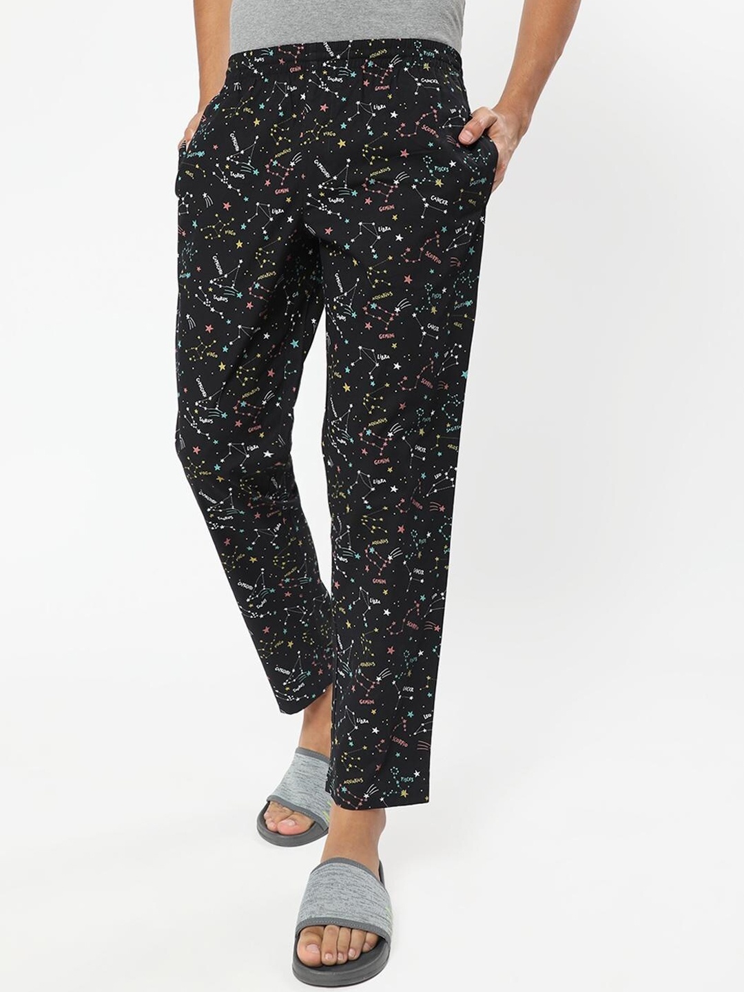 

Bewakoof Men Black Printed Cotton Lounge Pants