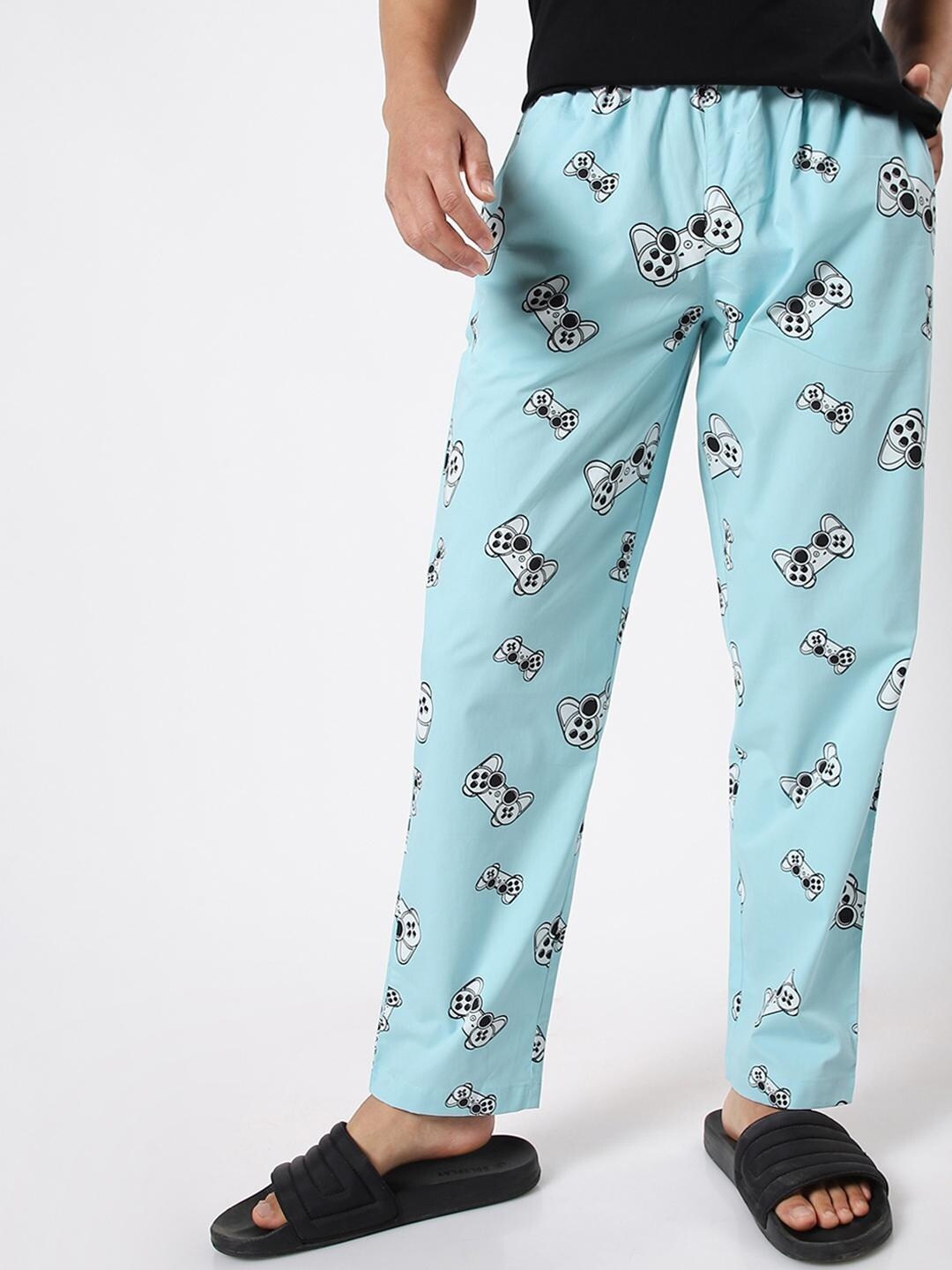 

Bewakoof Men Blue Printed Cotton Lounge Pants