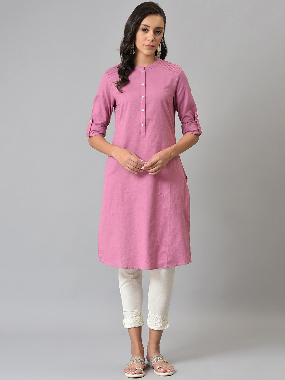 

W Women Mauve Solid Kurta