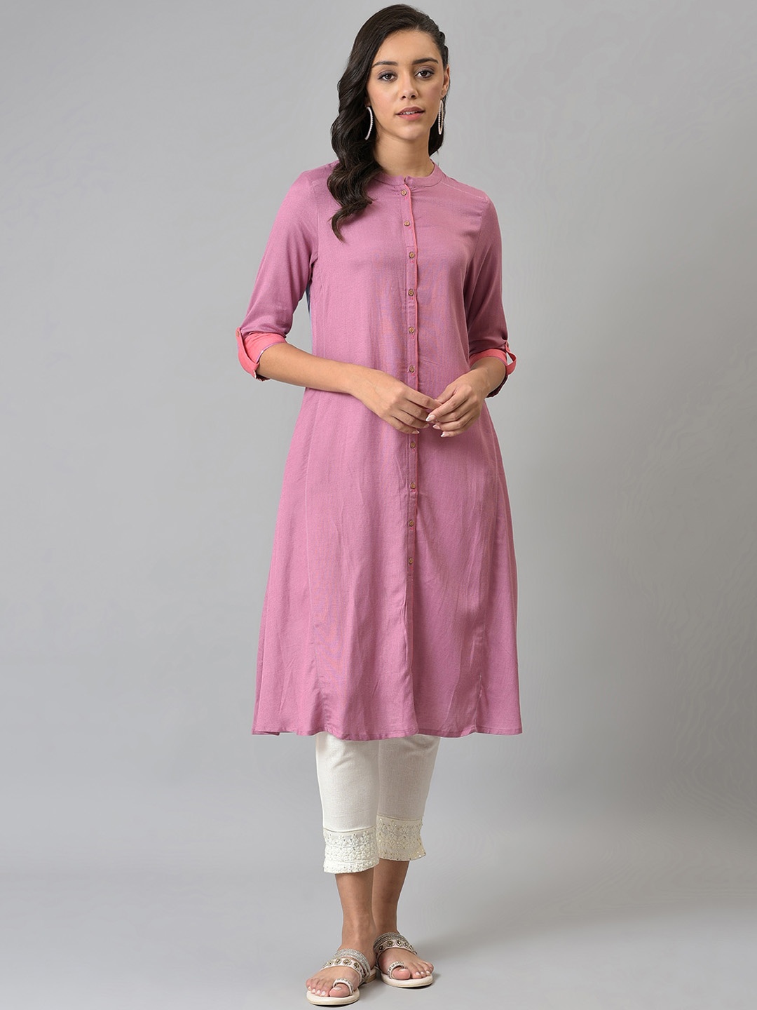 

W Women Pink Anarkali Kurta