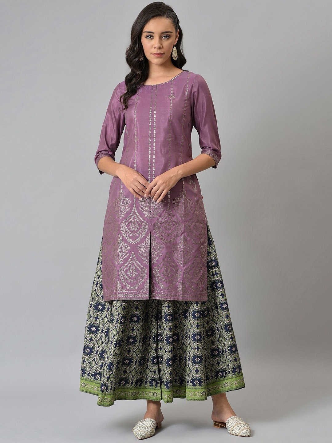 

W Women Purple Ethnic Motifs Printed Kurta