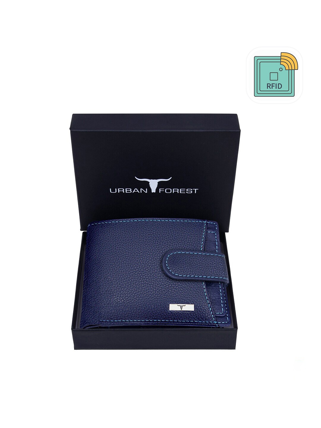 

URBAN FOREST Men Textured Leather Two Fold Wallet, Blue