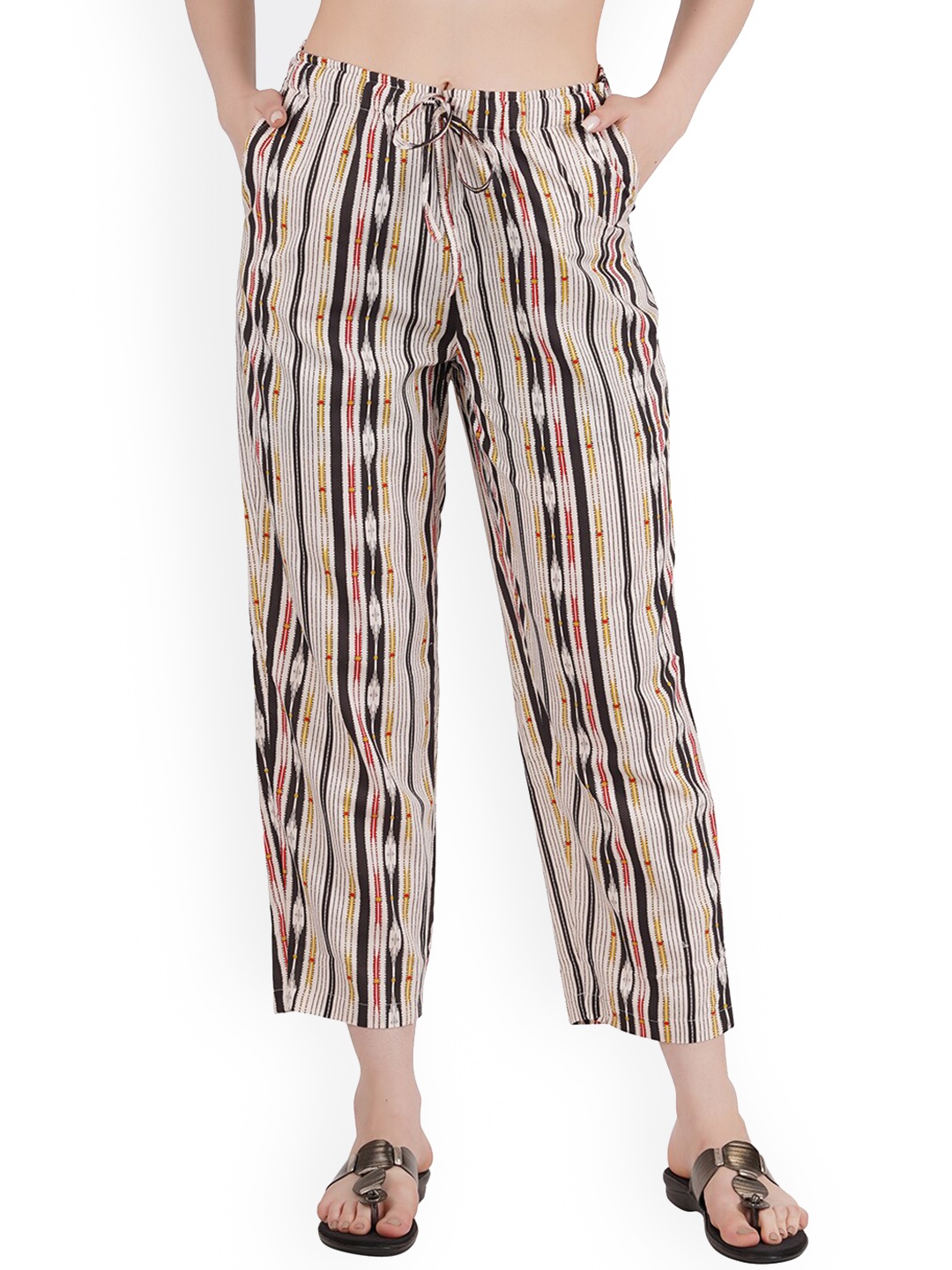 

Style Shoes Women Beige & Black Striped Lounge Pants