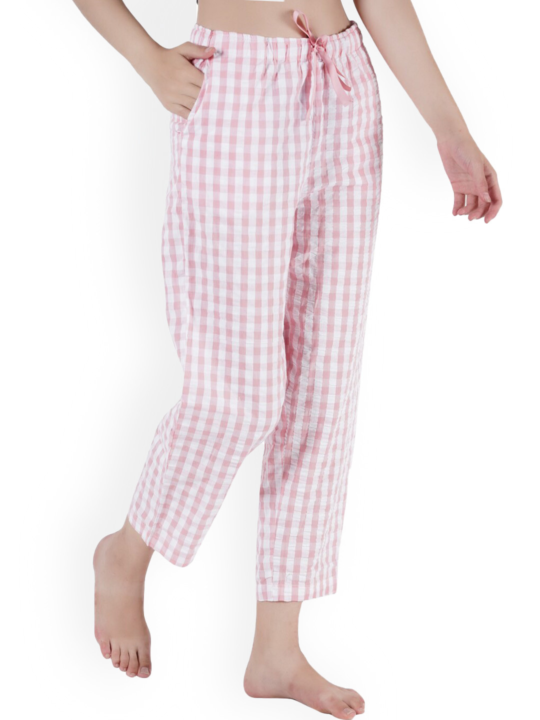 

Style Shoes Women Pink & White Checked Lounge Pants
