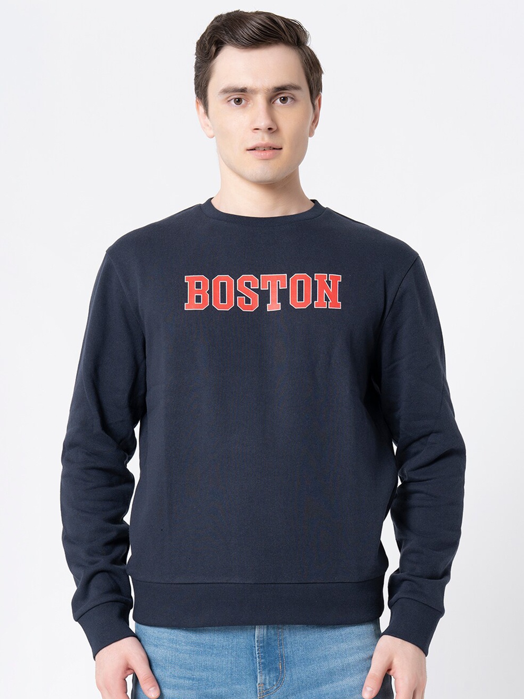 

Red Tape Men Navy Blue Printed Sweatshirt