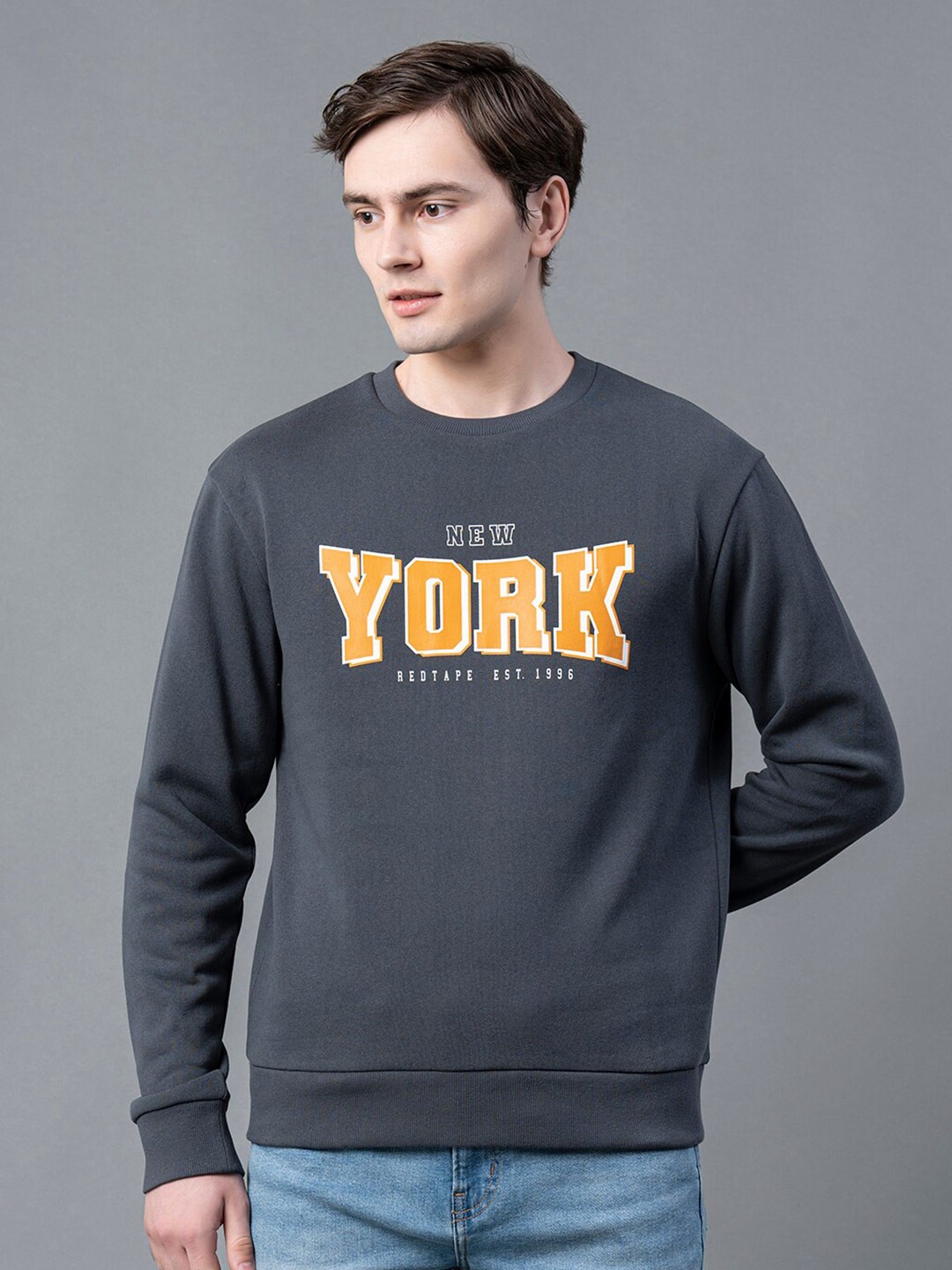 

Red Tape Men Grey Printed Sweatshirt