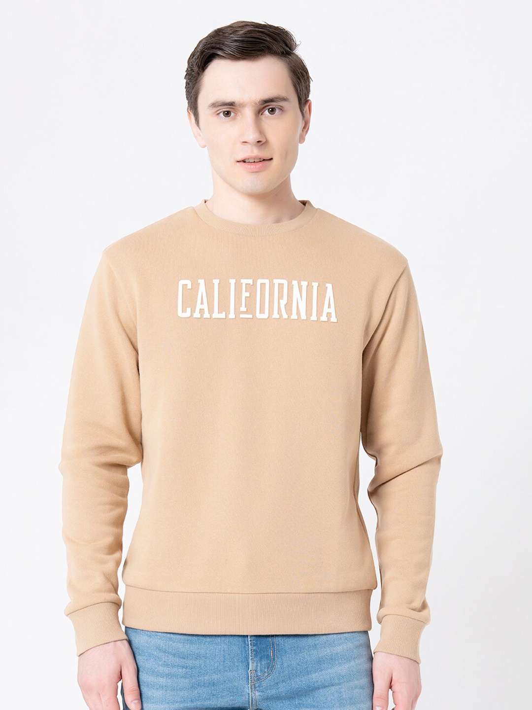 

Red Tape Men Beige Printed Sweatshirt