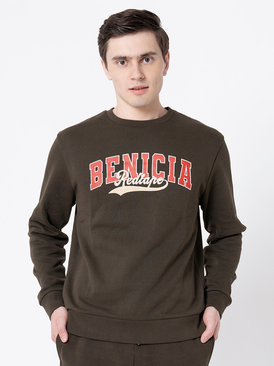 

Red Tape Men Olive Green Printed Sweatshirt