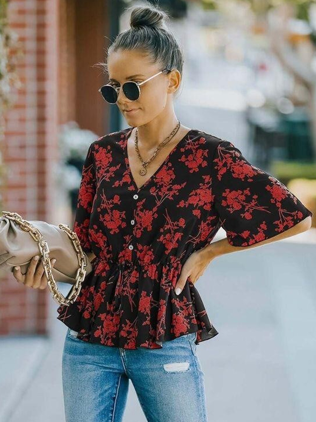 

La Aimee Multi-Coloured Floral Top