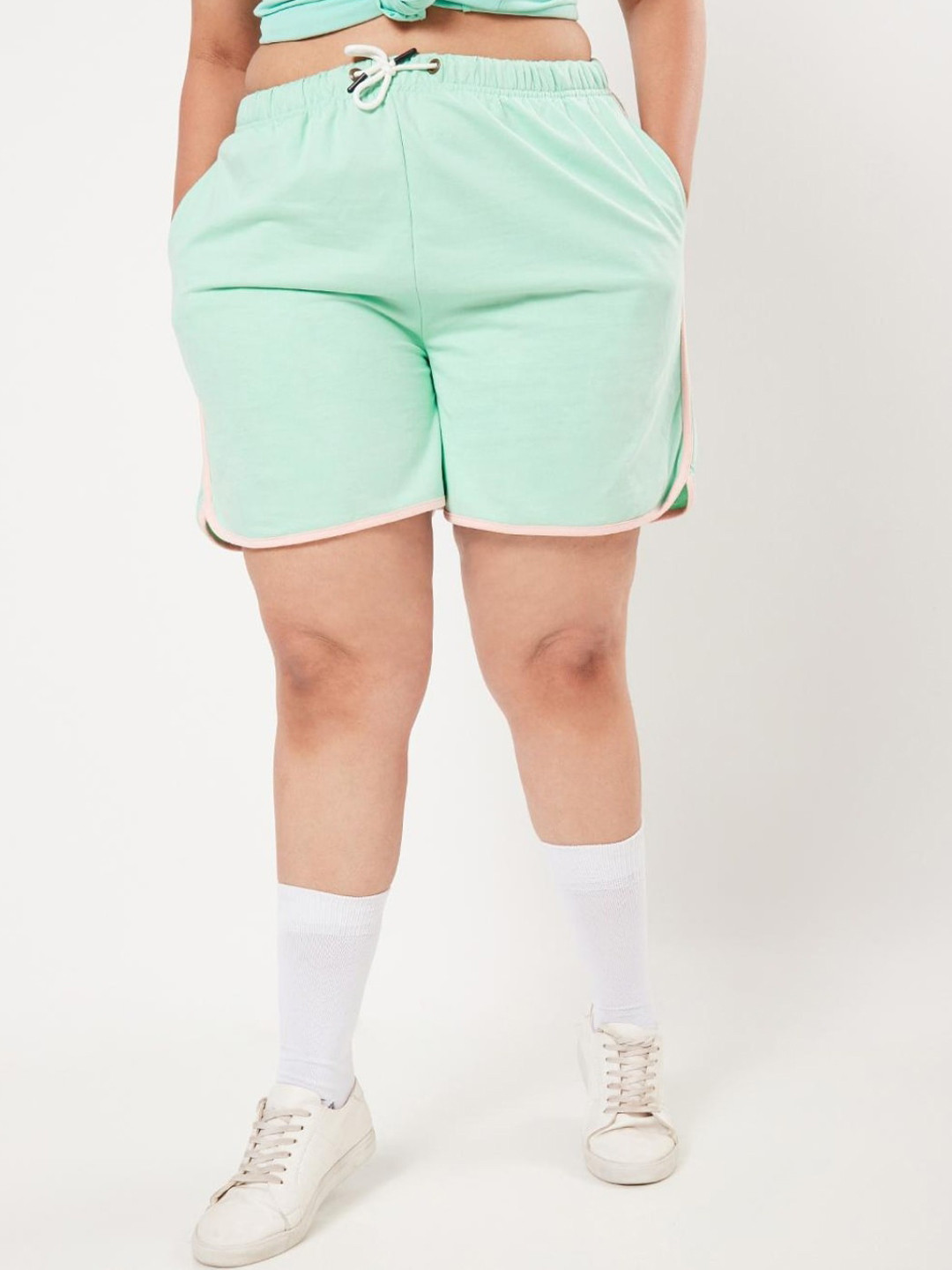 

Bewakoof Plus Women Plus Size Loose Fit Shorts, Sea green