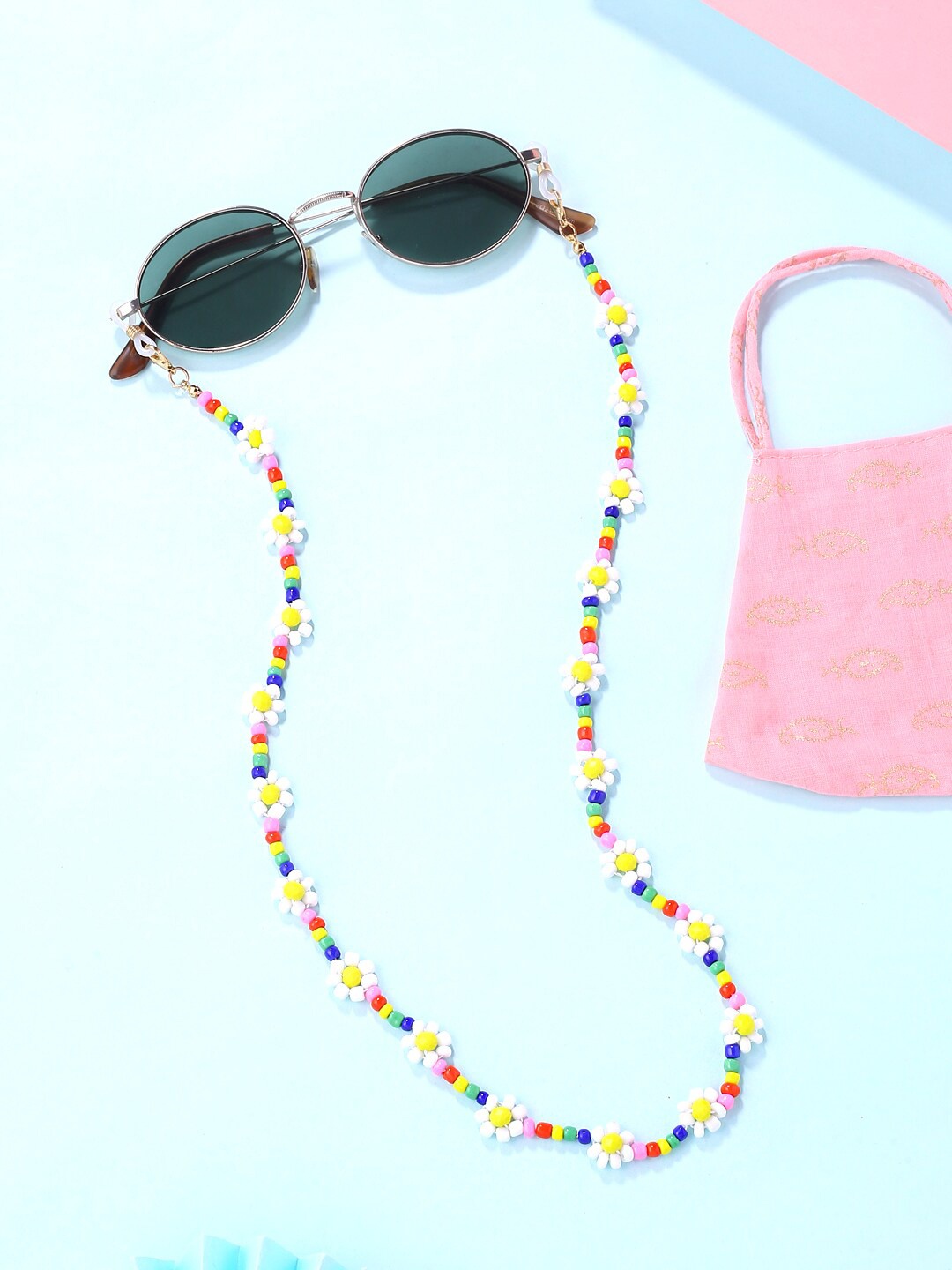 

Melbees by Yellow Chimes Unisex Kids Multicolor Beaded Face Mask Chain & Sunglasses Chain, Multi