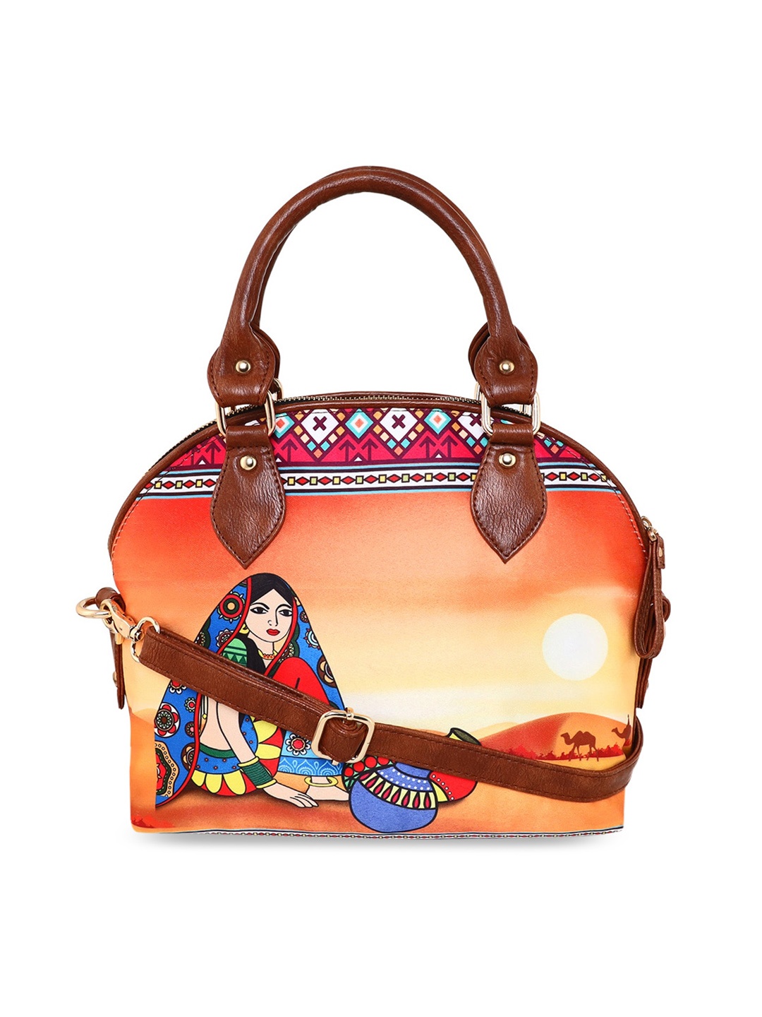

Sabhyata Women Multicoloured Ethnic Motifs Printed Structured Handheld Bag, Multi