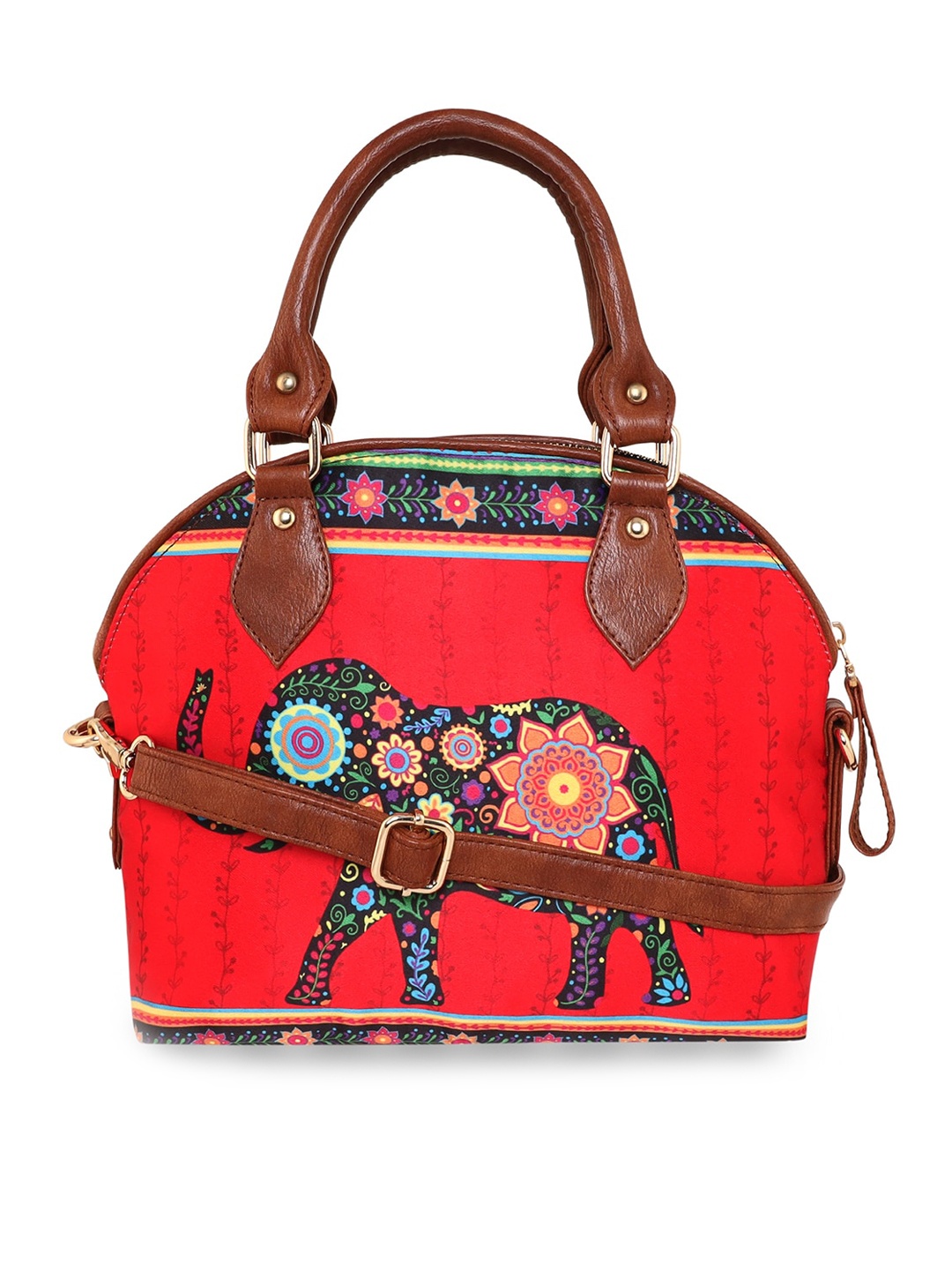 

Sabhyata Textured Structured Satchel Bag, Red