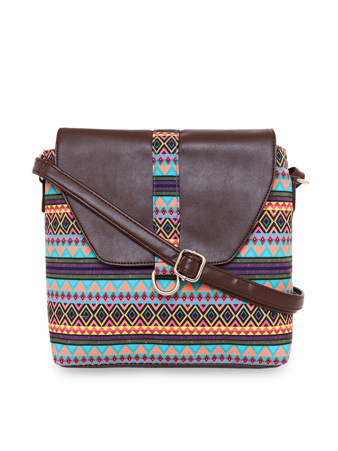 

Sabhyata Brown Geometric Printed Structured Sling Bag