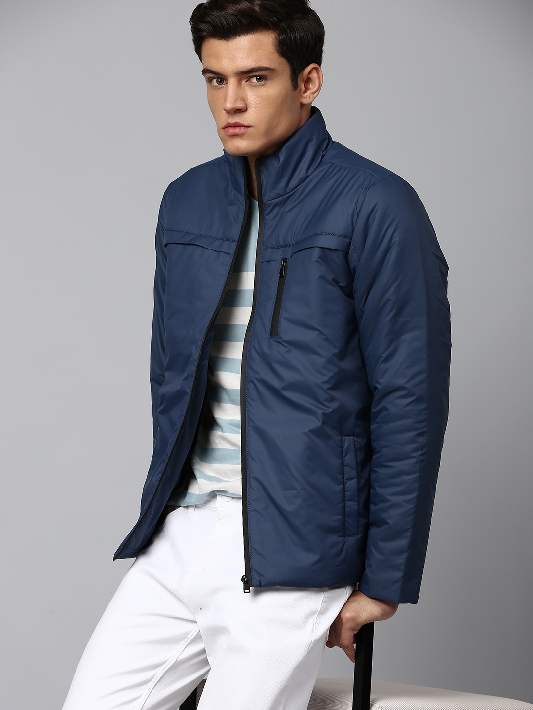 

Dennis Lingo Men Navy Blue Solid Lightweight Outdoor Sporty Jacket