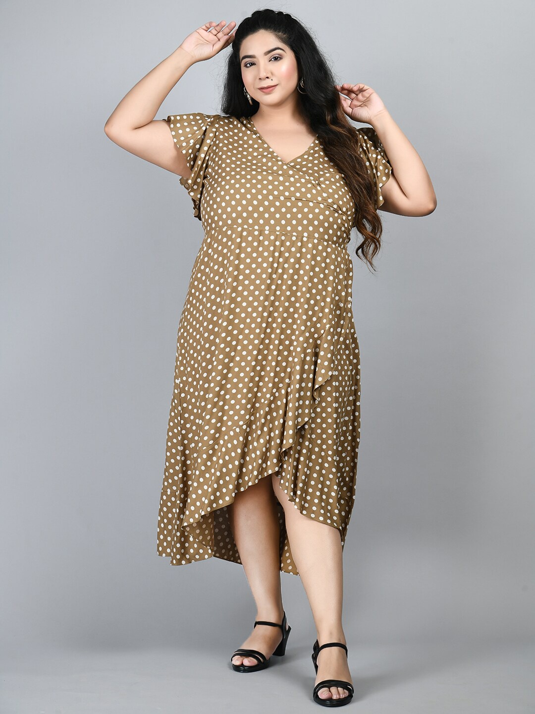 

PrettyPlus by Desinoor com Beige A-Line Midi Dress