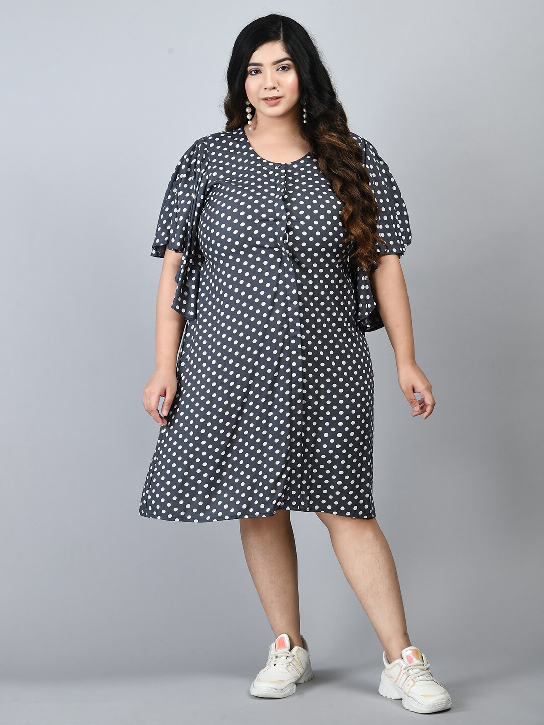 

PrettyPlus by Desinoor com Plus Size Grey A-Line Dress