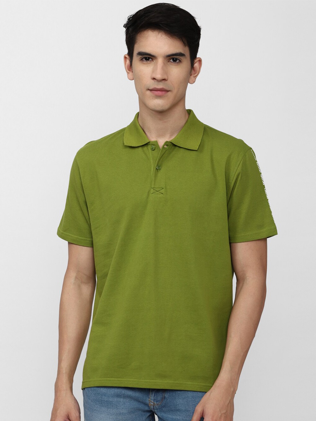 

FOREVER 21 Men Green Polo Collar T-shirt