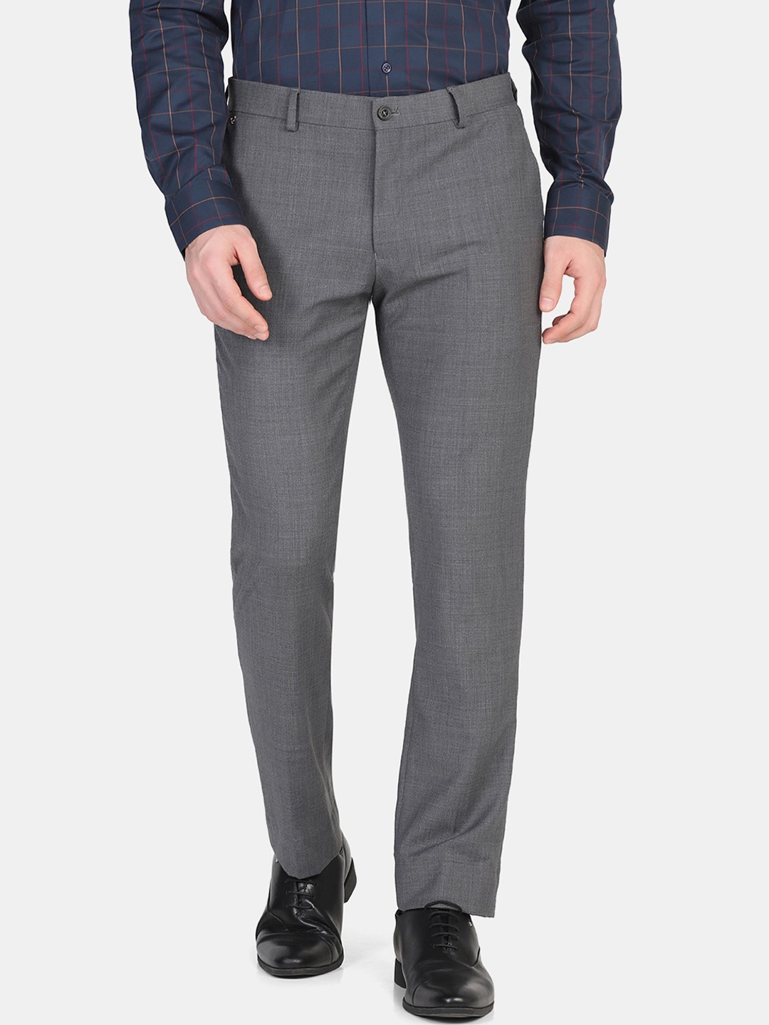 

Blackberrys Men Black Textured Slim Fit Trousers